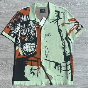 Abercrombie & Fitch Basquiat Button-Through Sweater Polo